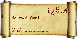 Árvai Axel névjegykártya