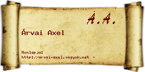 Árvai Axel névjegykártya
